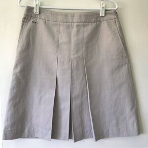 Lacoste Vintage Pleated Front Light Gray Cotton Linen Blend Skirt w Pockets - 38